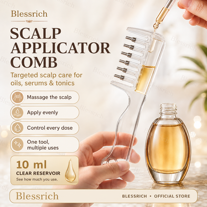 Scalp Serum Applicator Comb - A cleaner, easier way to apply scalp oils, serums and tonics directly where you need them.