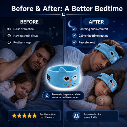 🥳 2026 HOTTE VERKOOP 🥳💞 Meer dan 50.000 verkocht! 🎧😴 Bluetooth-hoofdband voor kinderen – 2-in-1: zachte hoofdband en slaapmasker. Perfect voor reizen of dutjes. 🧸✨
