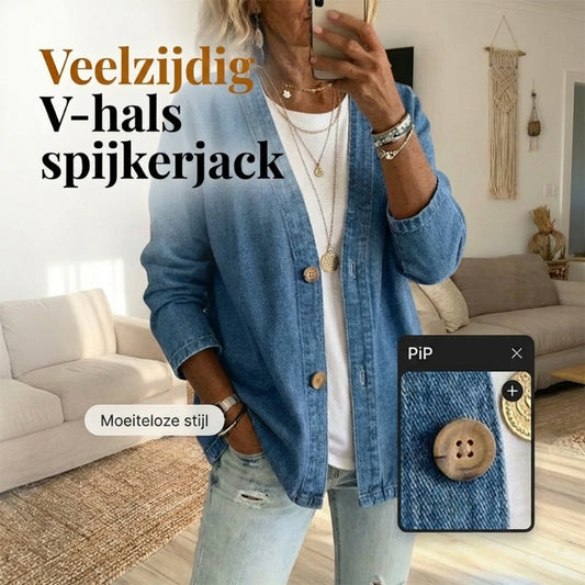 Klassiek jeansjack met knopen aan de voorkant voor dames