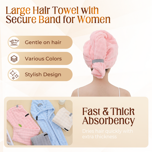 Grote haarhanddoek met veilige band voor vrouwen