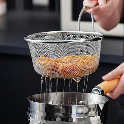 🥣 RVS Zeef met Handgreep – Fijnmazig, Duurzaam & Ideaal Voor Zeven, Afgieten en Bakken ✨