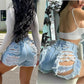 💜 LAATSTE DAG ACTIE - 50% KORTING 💜 Sexy gescheurde denim shorts met distressed effect voor dames
