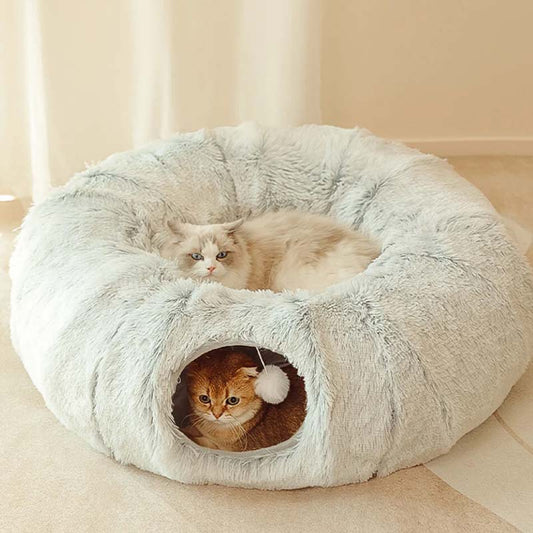 📣60% korting🔥2-in-1 opvouwbare zachte ronde kattentunnelmand voor binnen