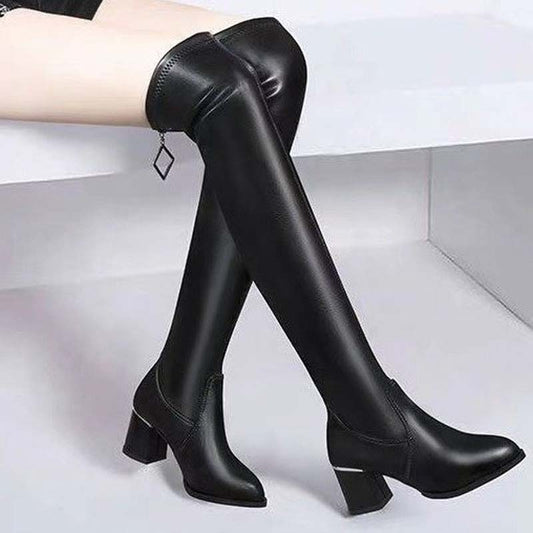 🔥50% korting🔥Zwarte overknee laarzen met hak