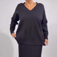 💕Dames V-hals gebreide top en plooirok set