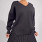 💕Dames V-hals gebreide top en plooirok set
