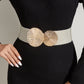Dames vintage elastische riem met gouden gesp