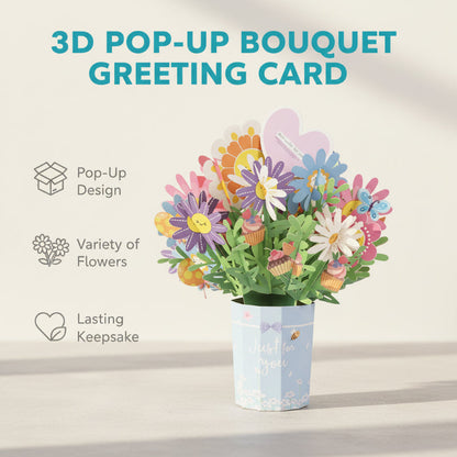 🌹3D pop-up boeket wenskaart✨