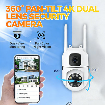 🎁2026 Nieuw binnen 50% KORTING💥🔍🔍360° pan-tilt 4K-beveiligingscamera met dubbele lens