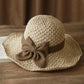 Opvouwbare Strohoed met Retro Strik – Ademende Zomerhoed voor Dames