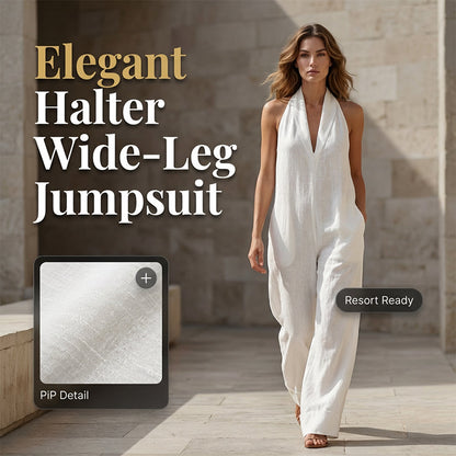 Mouwloze casual jumpsuit met V-hals en zakken