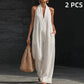 Mouwloze casual jumpsuit met V-hals en zakken