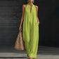 Mouwloze casual jumpsuit met V-hals en zakken