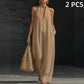 Mouwloze casual jumpsuit met V-hals en zakken