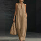 Mouwloze casual jumpsuit met V-hals en zakken