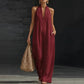 Mouwloze casual jumpsuit met V-hals en zakken