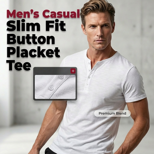 Casual slim fit T-shirt voor heren met knoopsluiting