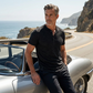 Casual slim fit T-shirt voor heren met knoopsluiting