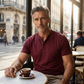 Casual slim fit T-shirt voor heren met knoopsluiting