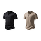 Casual slim fit T-shirt voor heren met knoopsluiting