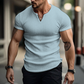 Slim fit Henley-shirt voor heren, effen kleur
