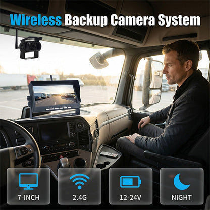 🌙✨ Ook in het donker kraakhelder zicht! 7-inch HD draadloos camerasysteem met nachtzicht – parkeer als een pro!