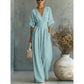 Jumpsuit met V-hals, hoge taille en wijde pijpen voor dames