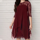 👗Elegante jurk met hoge en lage zoom en kanten overlay voor dames