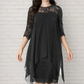 👗Elegante jurk met hoge en lage zoom en kanten overlay voor dames