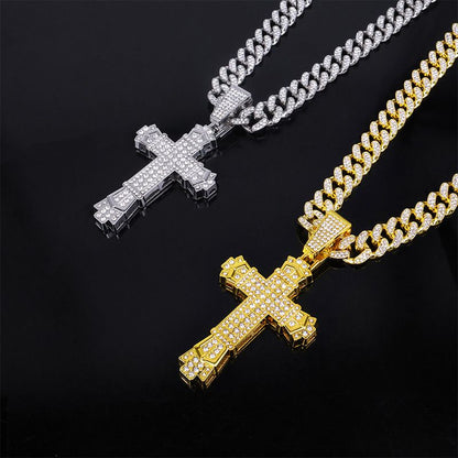 Hiphop Kruis Ketting met Volledig Strass Design – Stoer & Stijlvol