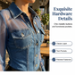 🏆 Bestseller 💙 Denim Top – Chic met Mesh Details