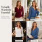 Dames Casual Top met Kanten Lange Mouwen en V-hals