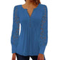 Dames Casual Top met Kanten Lange Mouwen en V-hals