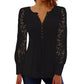 Dames Casual Top met Kanten Lange Mouwen en V-hals
