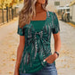 Dames Retro Top met Vierkante Hals, Luipaardprint en Korte Mouwen in 2-in-1 Look