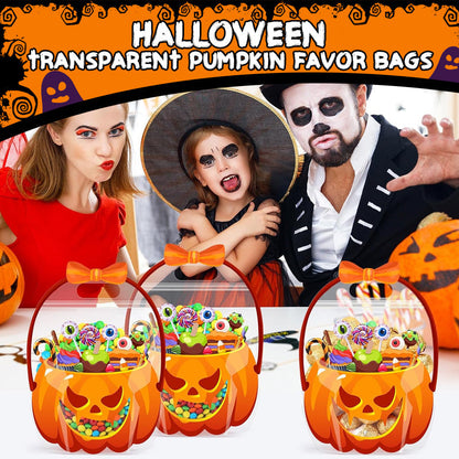🎃 KOOP 2, KRIJG 1 GRATIS! Herbruikbare Halloween Pompoenzakjes – Stevige & Doorzichtige Cadeautasjes voor Snoep, Goodies & Feestartikelen 🕷️🍬