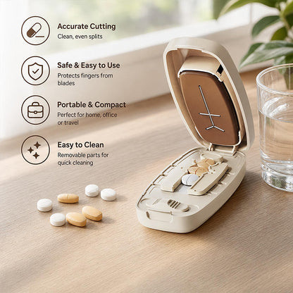 💊✨ NU 50% KORTING! Draagbare Pillensnijder met Opbergdoosje – Eenvoudig & Nauwkeurig Splitsen | Compact voor Thuis & Onderweg