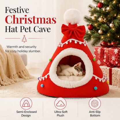 🎅🐾 Gezellige Halfgesloten Kerst Huisdierenmand – Een Warme Knuffelplek voor je Beste Vriend 🐾❤️