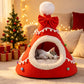 🎅🐾 Gezellige Halfgesloten Kerst Huisdierenmand – Een Warme Knuffelplek voor je Beste Vriend 🐾❤️