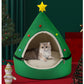 🎅🐾 Gezellige Halfgesloten Kerst Huisdierenmand – Een Warme Knuffelplek voor je Beste Vriend 🐾❤️