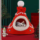 🎅🐾 Gezellige Halfgesloten Kerst Huisdierenmand – Een Warme Knuffelplek voor je Beste Vriend 🐾❤️