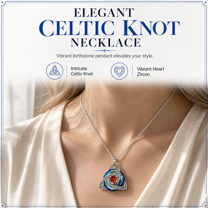 💎 Damesketting met Keltische knoop en geboortesteenhanger