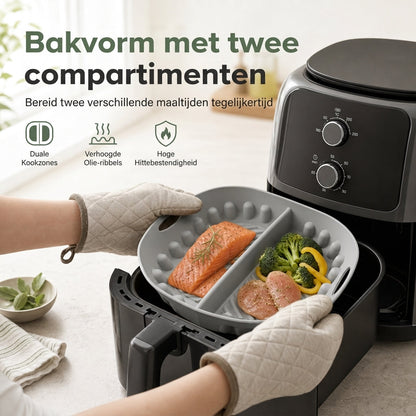 Herbruikbaar siliconen voering met vakverdeling voor airfryer