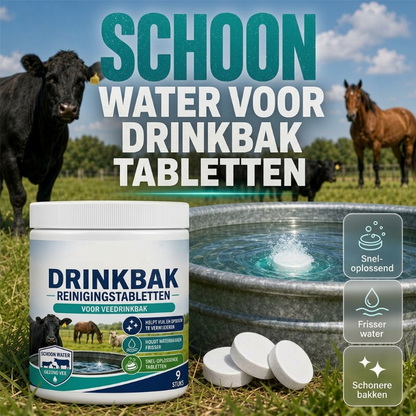 Sneloplossende reinigingstabletten voor veewaterreservoirs