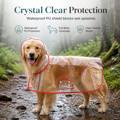 🔥📢 Tijdelijke aanbieding! 🔥🐕 Transparante waterdichte regenjas voor honden – Houd je hond droog en goed zichtbaar tijdens regenachtige wandelingen 🌧️