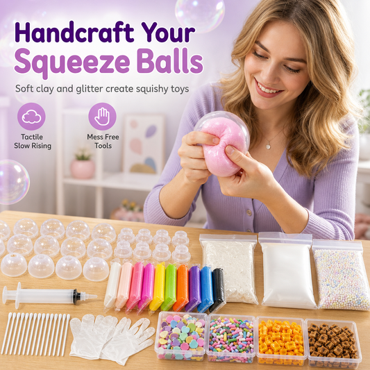 📢📢50% KORTING !! ⏰🧪DIY-set om knijpballen te maken – meng kleurrijke klei en glinsterende vulmaterialen, lekvrij en langzaam opzwellend plezier. Knutselen zonder geknoei voor kinderen! 🎨✅