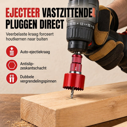 📢📢 TIJDELIJK 50% KORTING ⏰ ⚙️ Snelwisselbare gatzaarbor – Kernuitwerpende mandrel voor bi-metaal, houtbewerking en pijpgatzagen